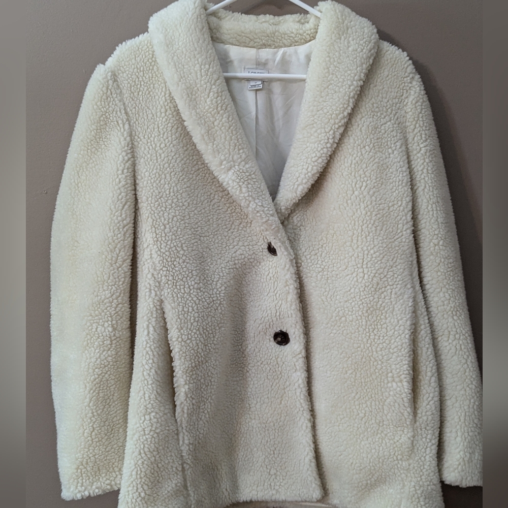 J. Crew Mercantile Women's Teddy Fleece Coat, Size: Medium, Color: Cream